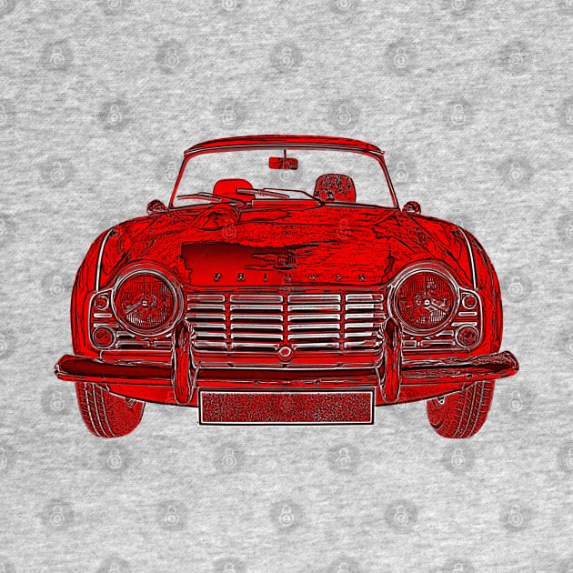 Triumph TR4 classic car red inversion by soitwouldseem